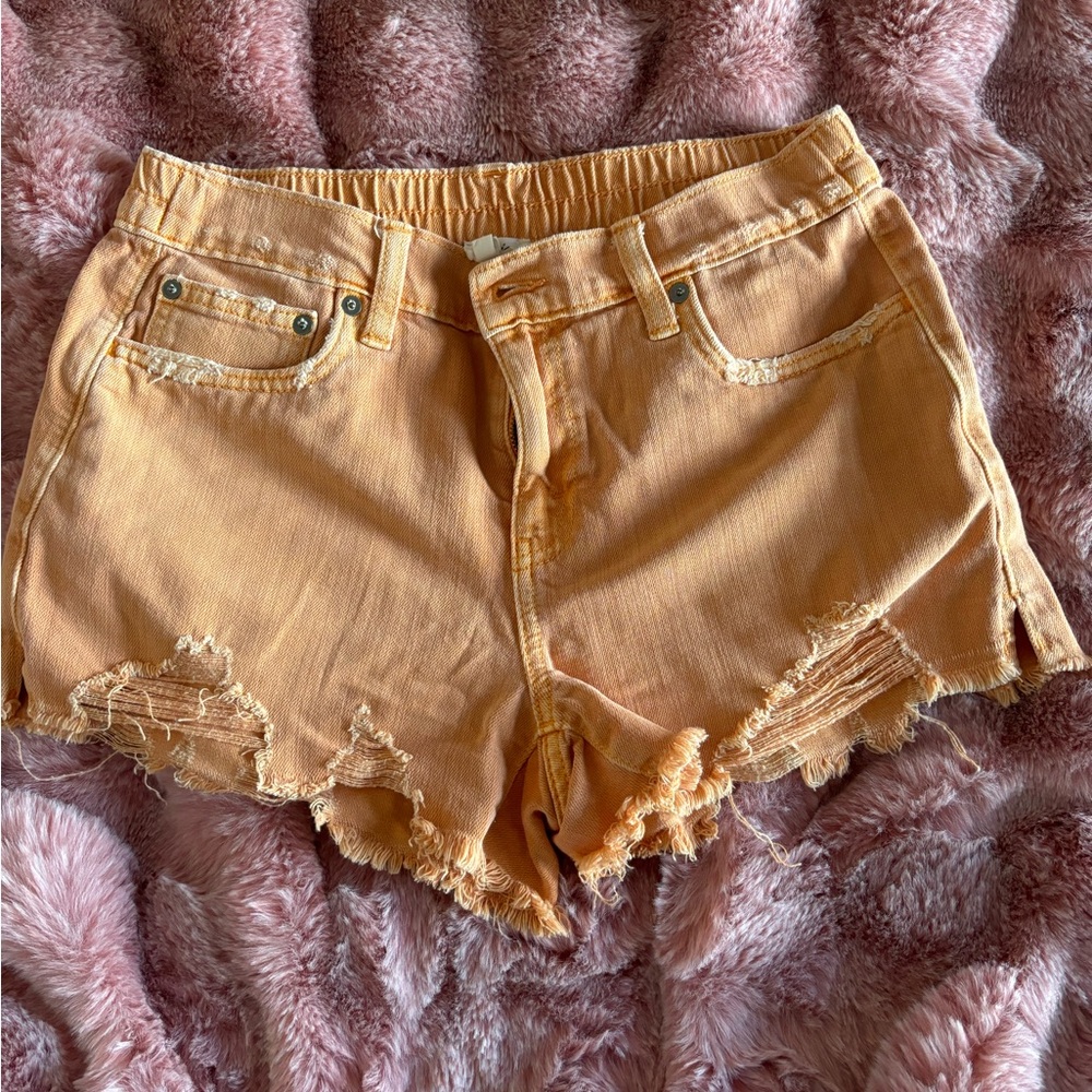 Aerie Frayed High-Waist Orange Denim Women’s shorts